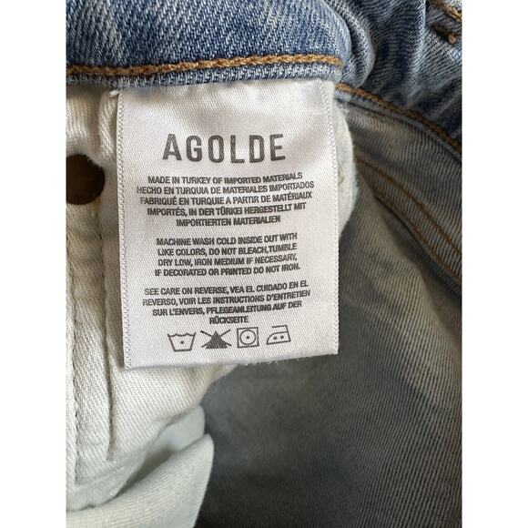 Agolde Jeans Size 25 Nico High Rise Slim Fit Button Fly Skinny Light Wash Blue - Picture 10 of 10